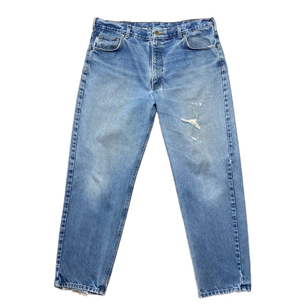 Carhartt Denim Jeans B17 40 30 Wide Leg Destroyed Light Wash Relaxed Fit Y2K 90s